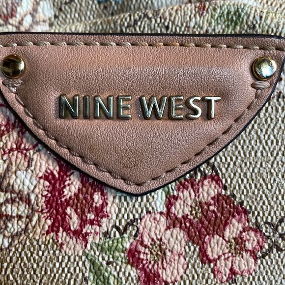 Nine West Beige, Tan & Gold Peyton Floral Mini Crossbody Bag - Picture 14 of 16